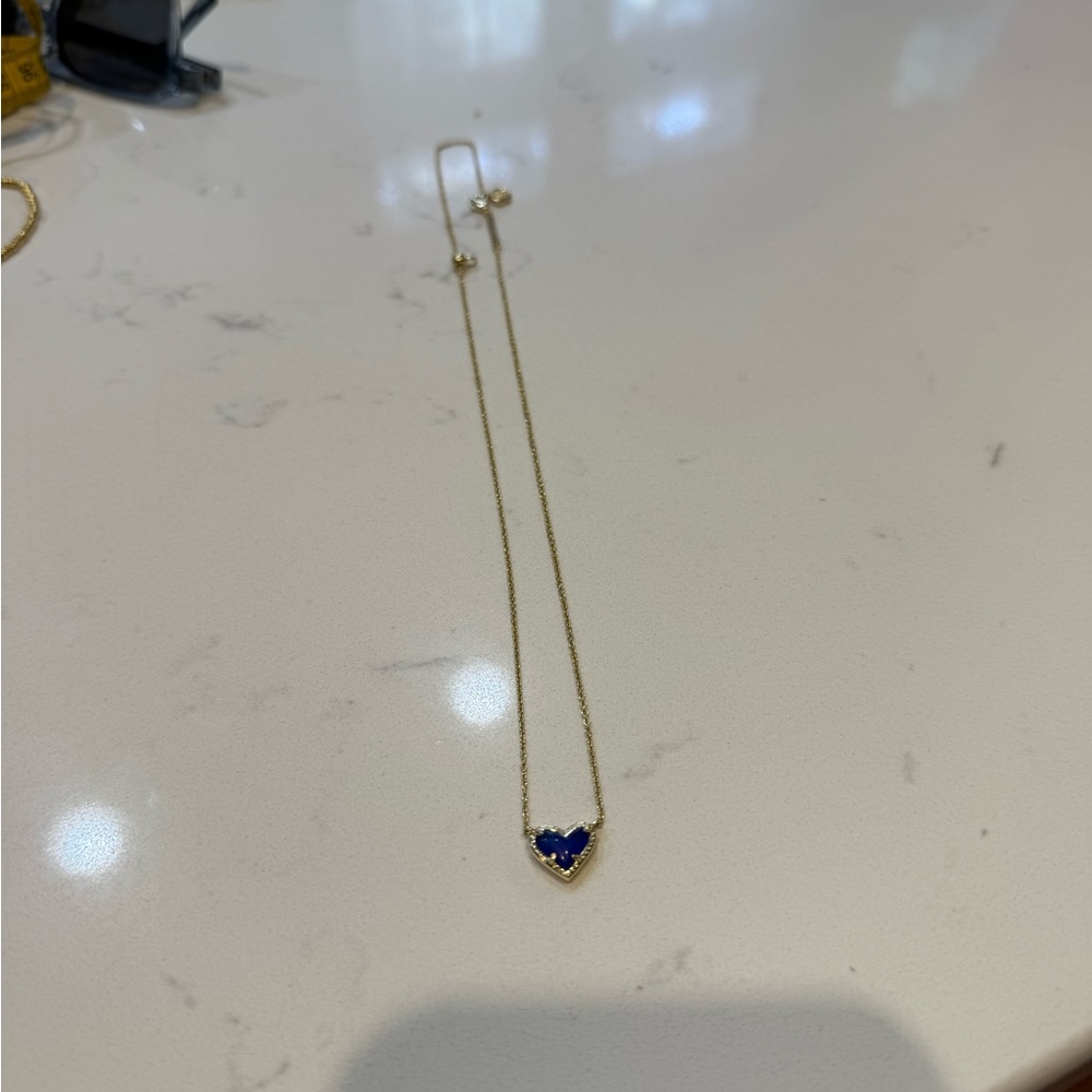 Kendra Scott Gold Necklace with Blue Heart Pendant